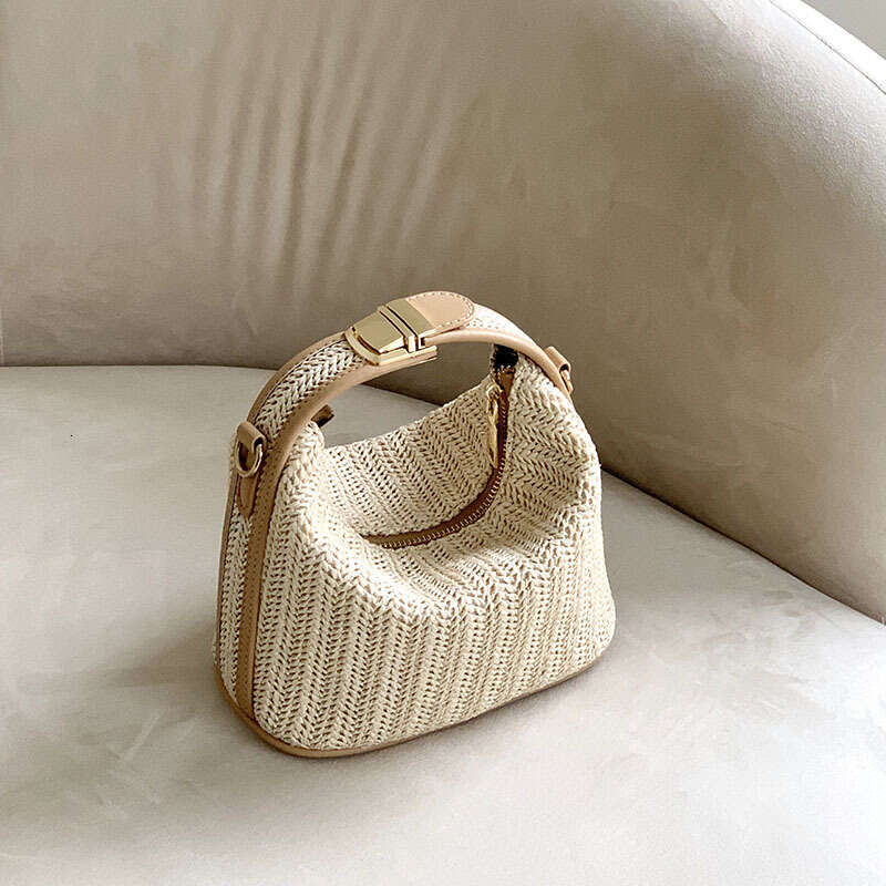 Handmade Beach Bag 2024 Korean Edition Summer New Straw Woven Fashion Handbag Women's Trendy Versatile Single Shoulder Diagonal Cross Bag Kq2