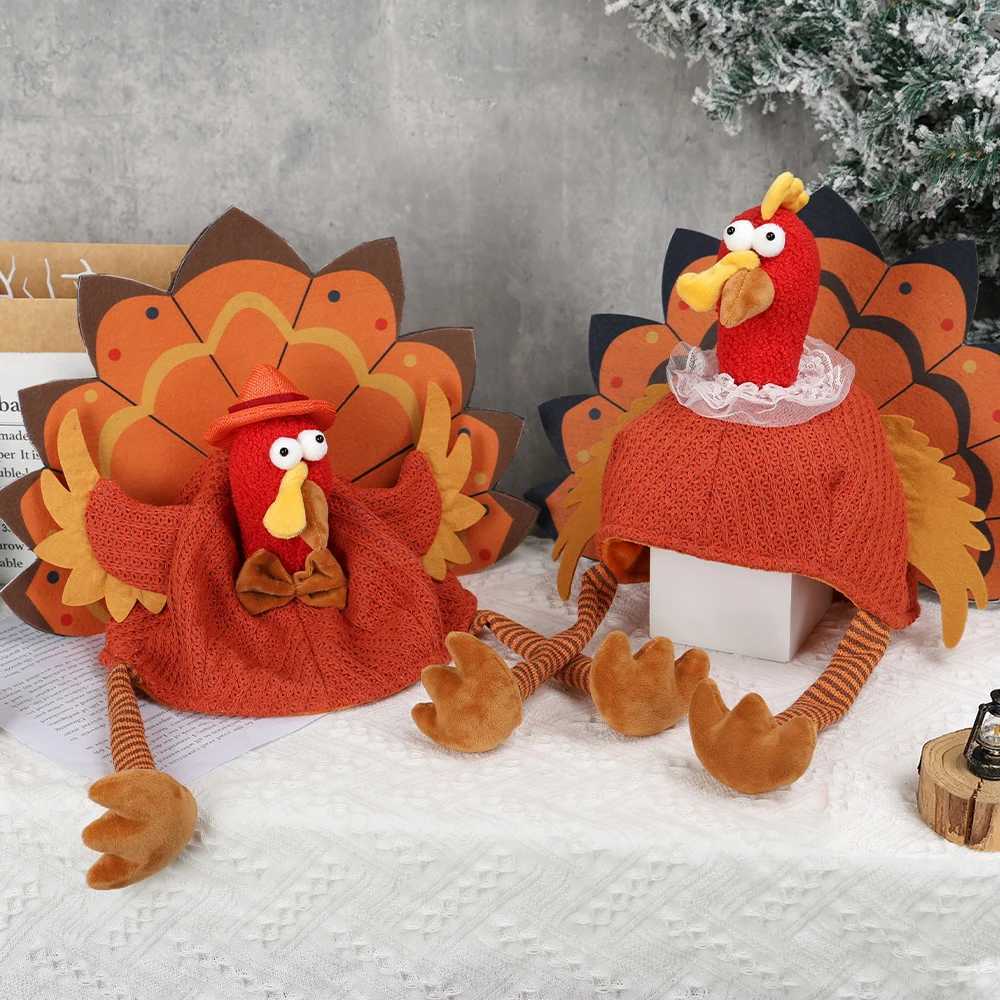 2PCS Thanksgiving Turkey Hat Creative Party Hat with Bright Turkey Tail Home Festival Window Decoration and Desktop Ornament Y251115