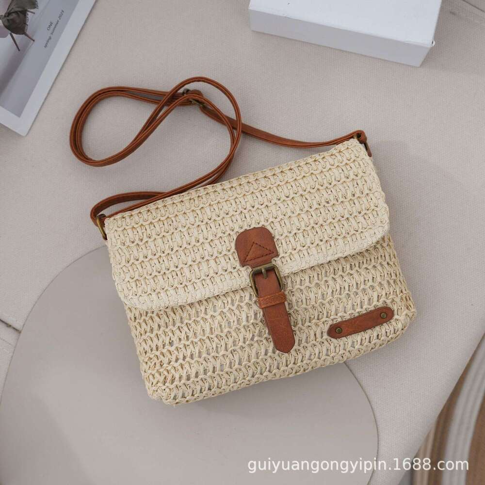 Handmade Beach Bag Small Postman Crossbody High-End Straw Bag, Versatile Woven Daily Use, Fashionable Summer Beach Bag For Women Kq2