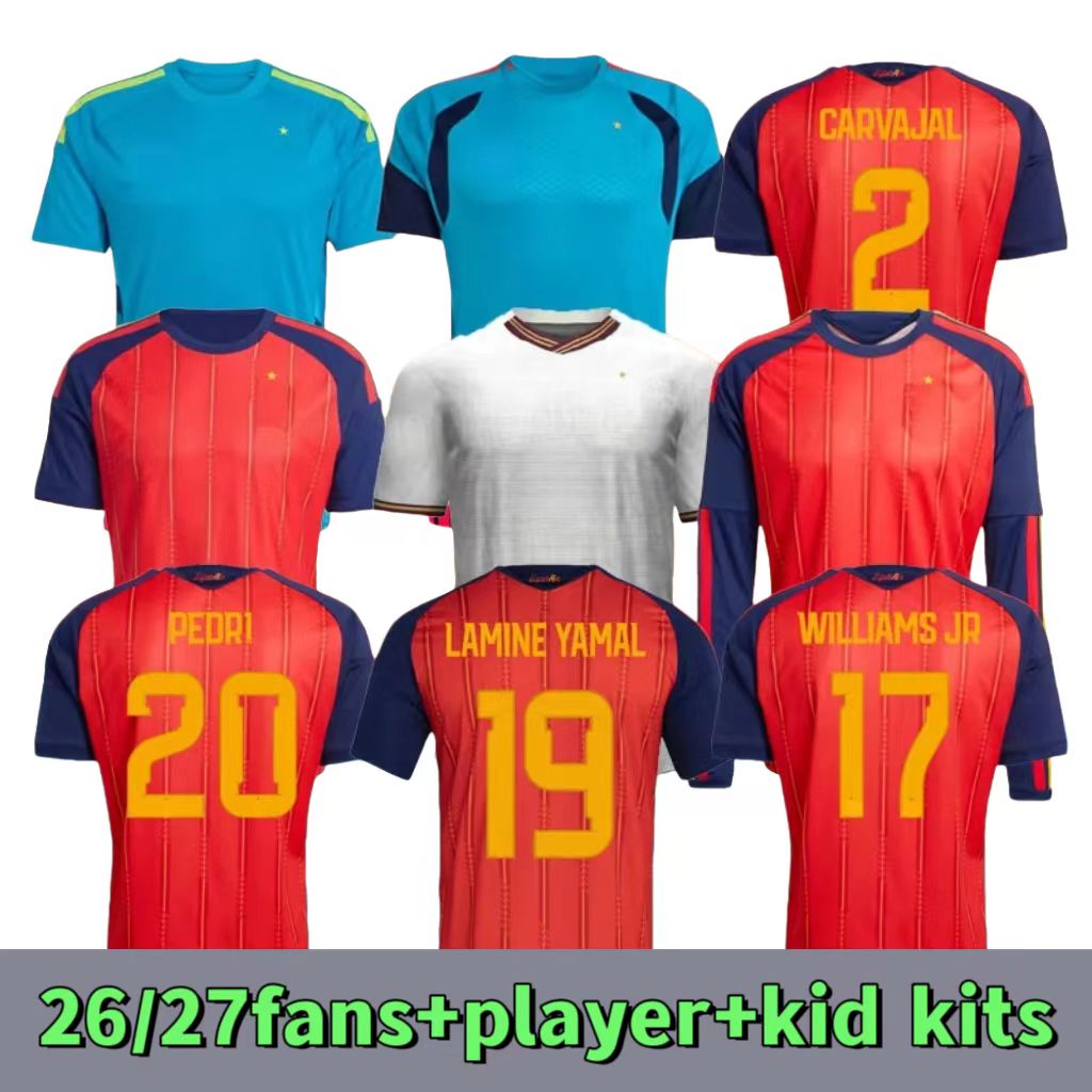 2026 Spain LAMINE YAMAL Soccer Jerseys 2025 2026 Home WILLIAMS JR MORATA FABIAN JOSELU OLMO Spanish Espana Football shirt RODRIGO PEDRI CARVAJAL kids kit uniform