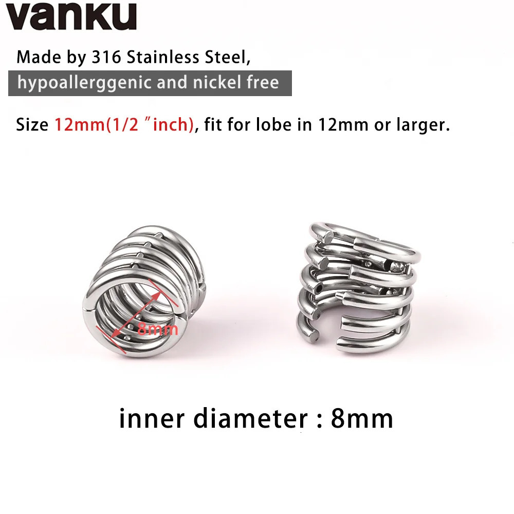 Vanku 1PC Ear Lobe Cuff Ear Gauge Plugs Ear Tunnels Stretcher Lobe Weights Women Clip on Cartilage Body piercing Jewelry 250408