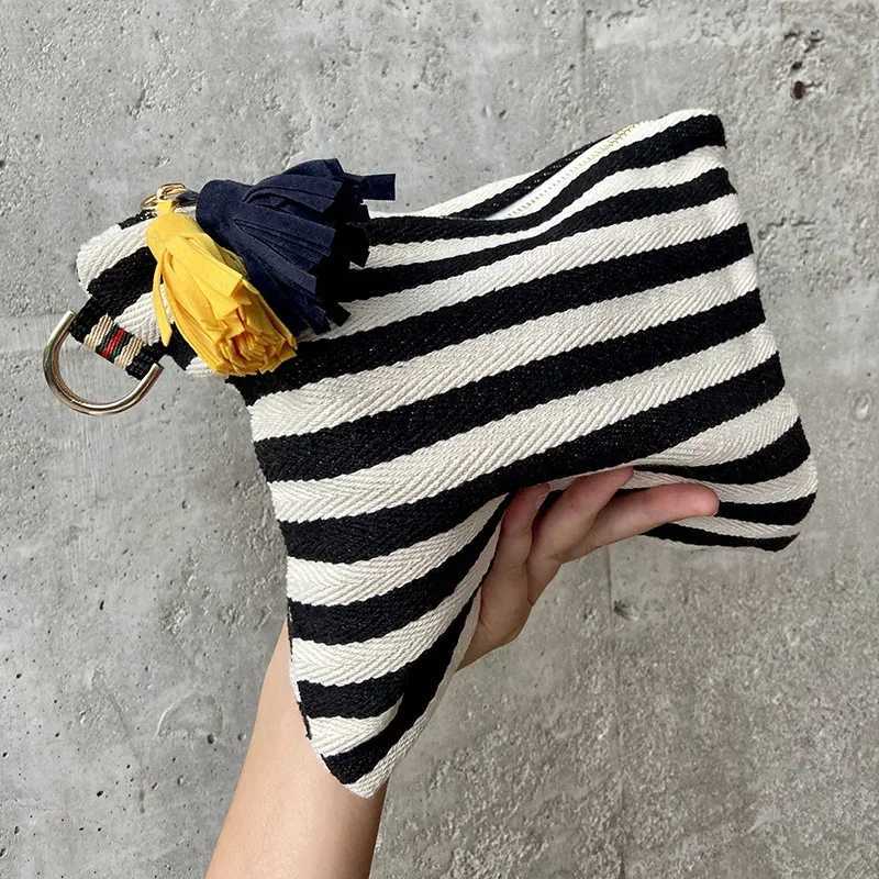 Cosmetic bag for women striped makeup box organizer Korean tassel cosmetic bag accessories travel toilet bag canvas beauty boxXJ250415