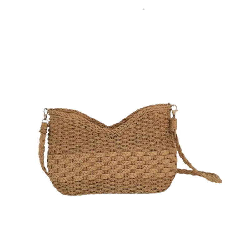 Handmade Beach Bag Spring And Summer Fresh Grass Niche Design Woven Single Shoulder Armpit Bag, Casual Beach Handmade Bag Kq2
