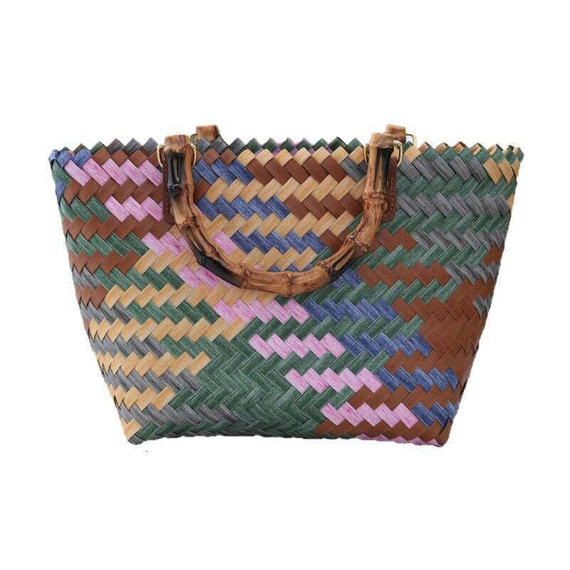 Handmade Beach Bag 2024 New Forest Series Woven Large Capacity Simple Women's Stylish Handheld Shopping Beach Bag Kq2
