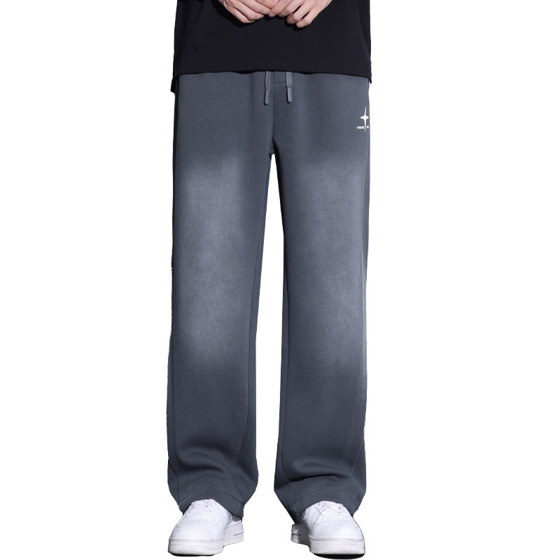 Y2k Goth Baggy Washed Sweats Hip Hop Embroidery Casual Pants Jogger Elastic Waist Terry Straight Pants Men Women Gym Sweatpants 250304
