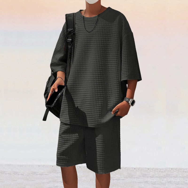 2025 Small Square Sports and Leisure Men's Summer Oversize Loose Short sleeved Shorts Set