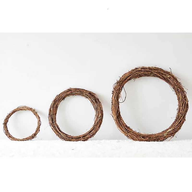 Christmas Natural Dried Rattan Ring Wreath Garland Christmas DIY Craft Door Wall Hanging Pendant Decoration Home Party SuppliesM251115