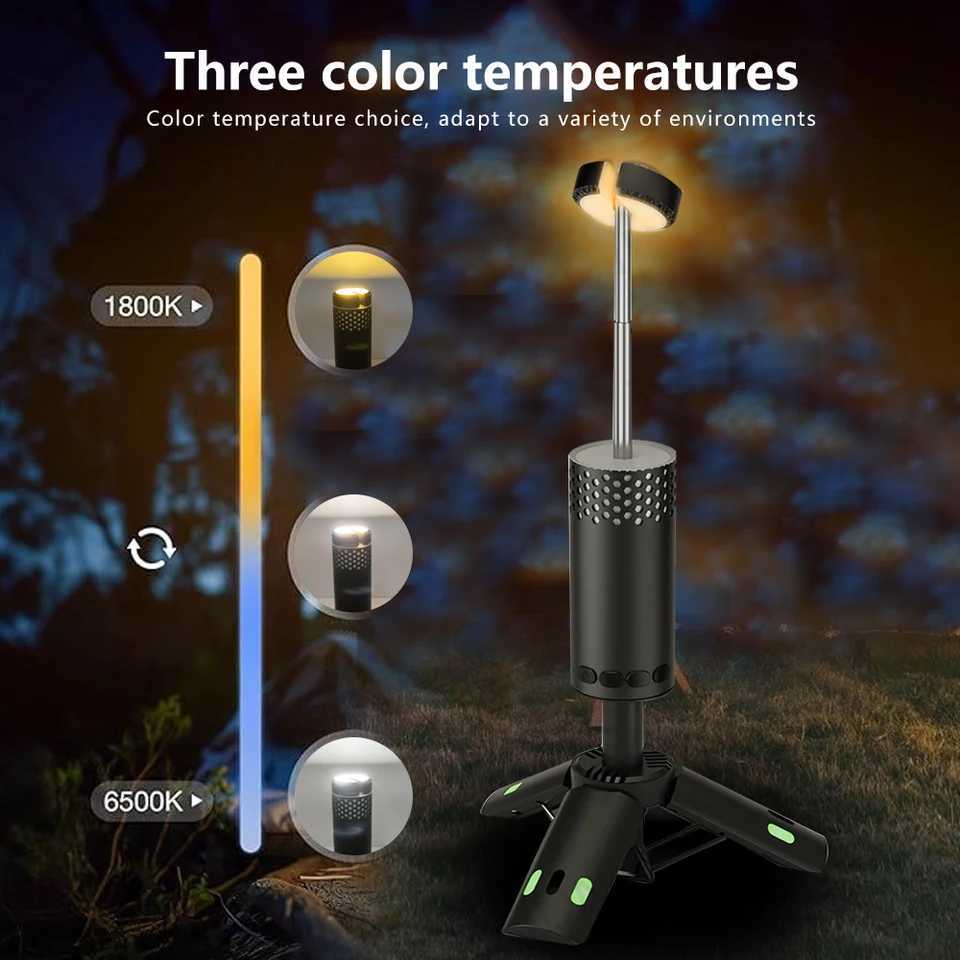 Portable Camping Light Rechargeable Folding Telescopic Flashlight 10000mAh Magnet Tripod Base Tent Light Hiking Fishing Camping M251115