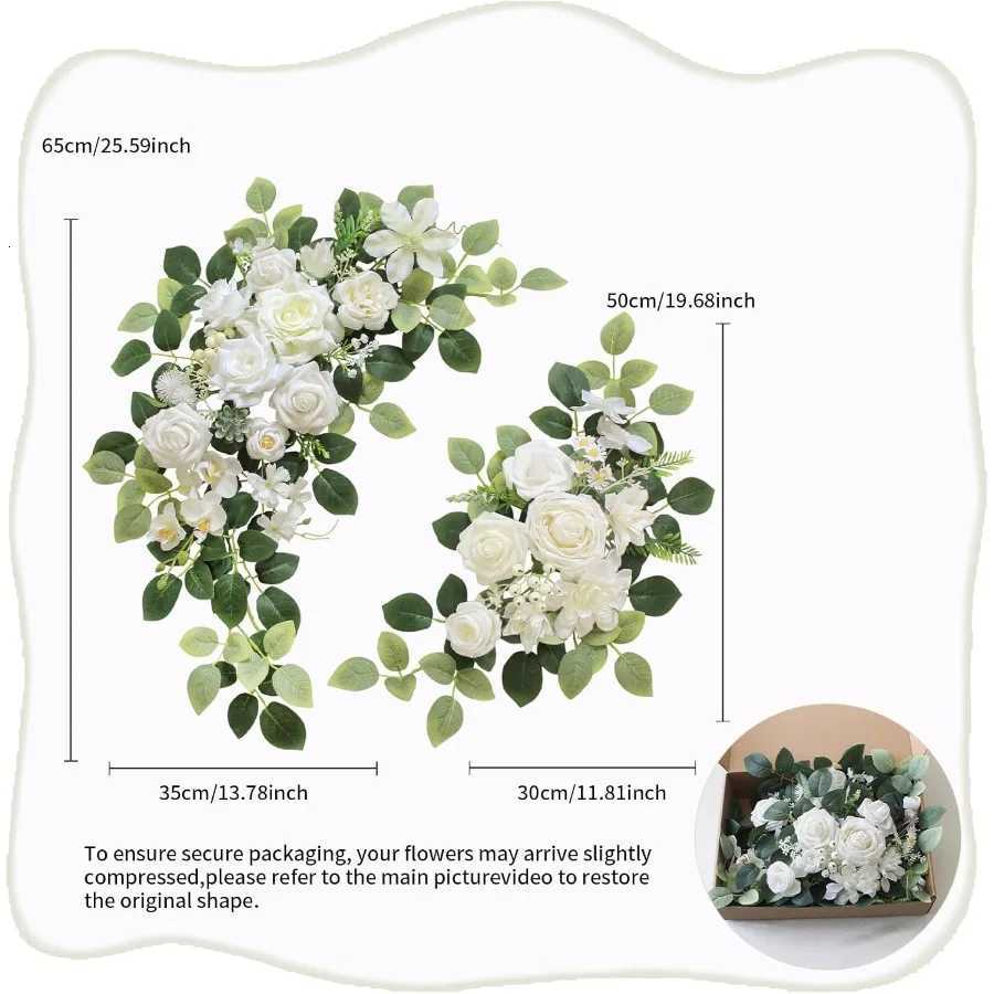 Pack of 2 Wedding Arch Artificial Flowers for Banquet Party Reception Entrance Welcome Sign and Background Decoration Elegant WM251115