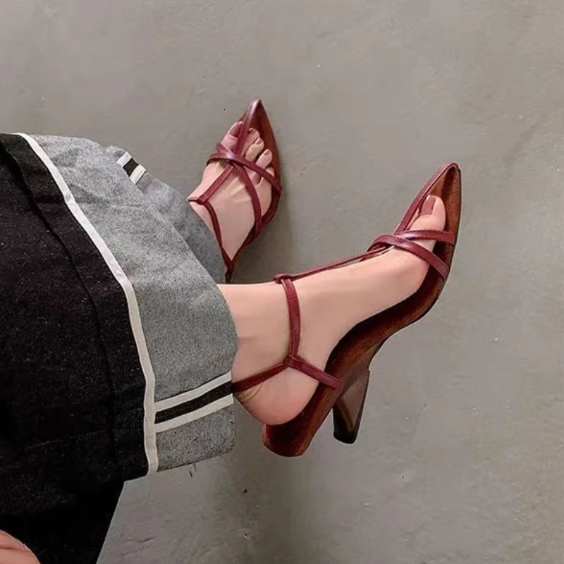 2024 Womens High Heel Sandals Summer Shoes Cowboy Strap Wedding 250409