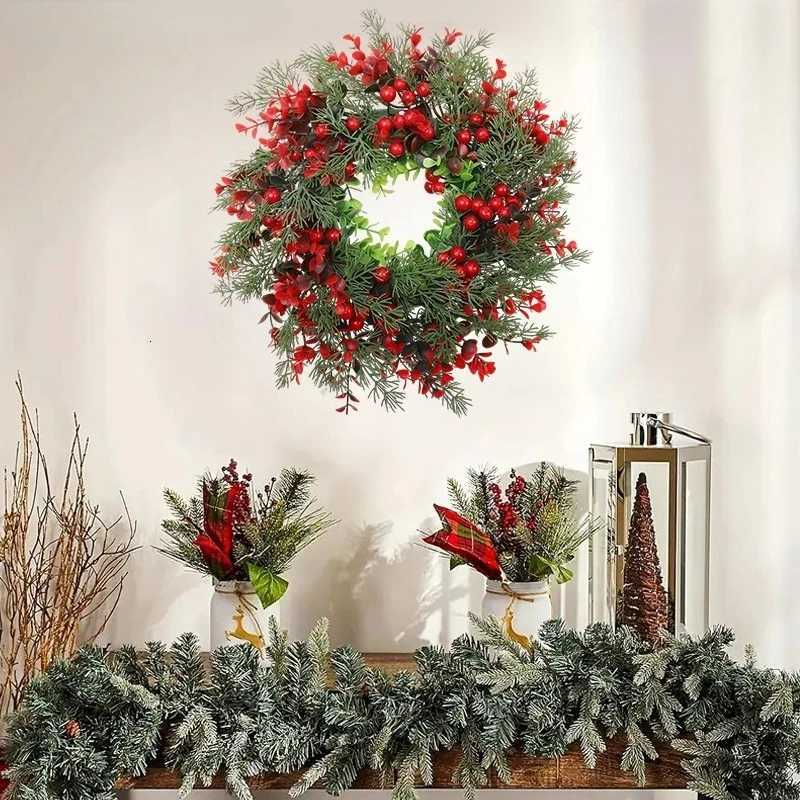 35/45cmChristmas Wreath with Red Berries andRed Berries Christmas Garland Rustic Farmhouse Holiday Decoration for Indoor/OutdoorM251115