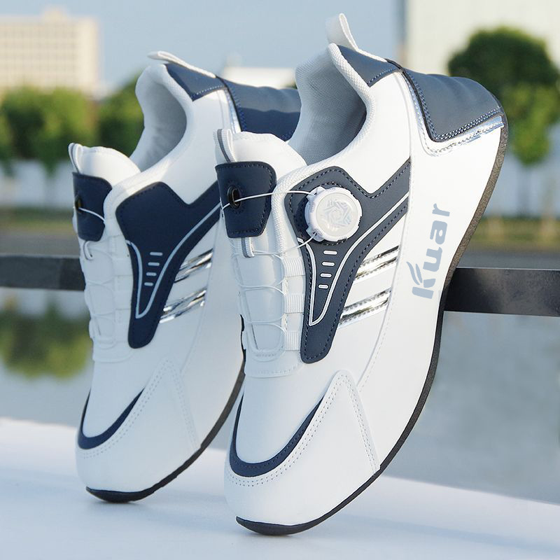 2025 New Rotating Buckle Laceless Sneakers Men's Leather Casual Versatile Outdoor Hiking Travel Shoes plus size 39-46