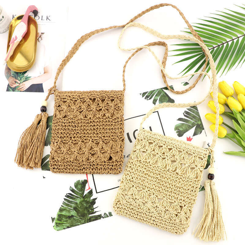 Handmade Beach Bag Instagram's New Forest Style Hollowed Out Single Shoulder Crossbody Tassel Beach Casual Women's Grass Woven Bag Kq2