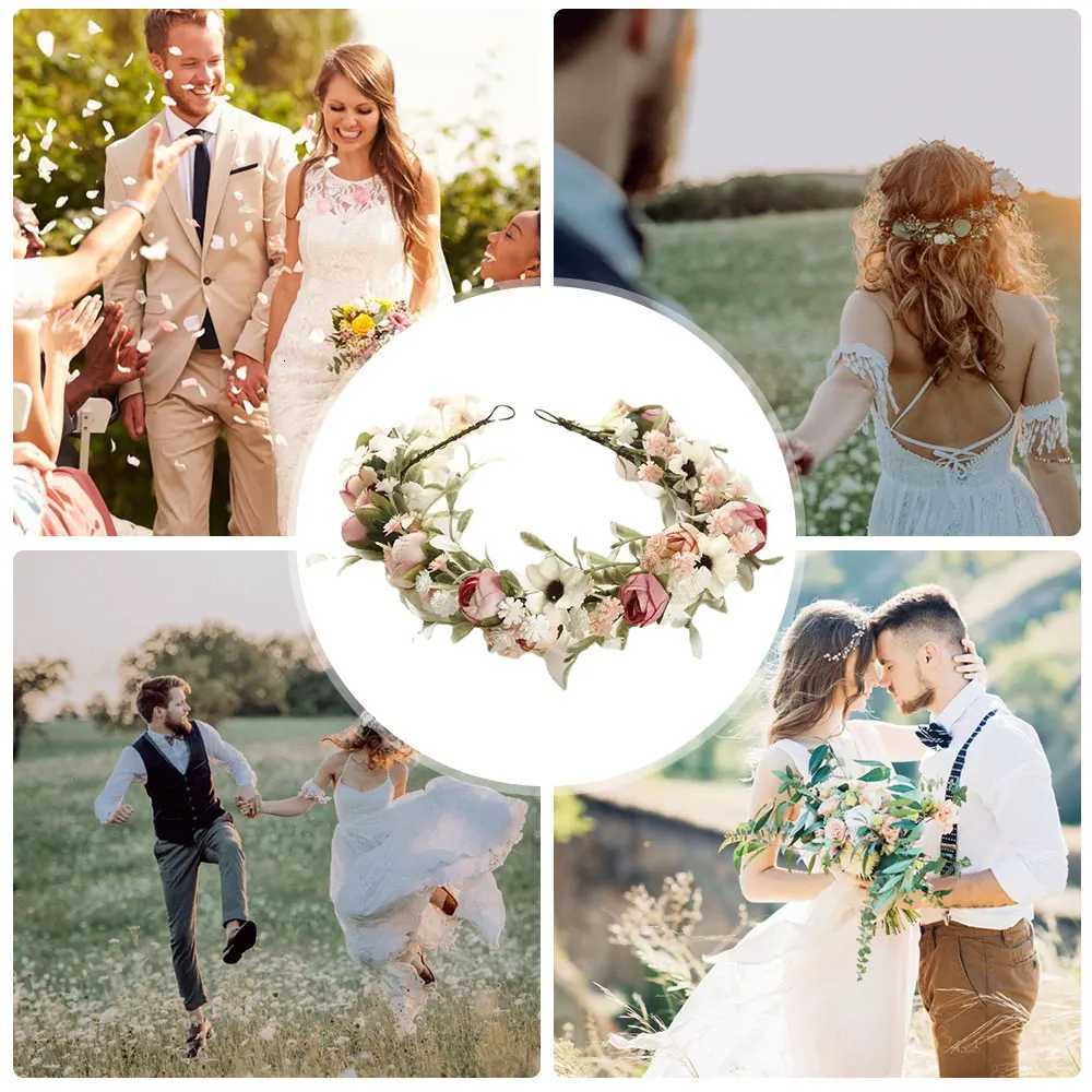 1/2PCS Floral Headband Handmade Girl Garland Headwear Boho Headpiece Wedding Festival Party Decoration Hair WreathM251115