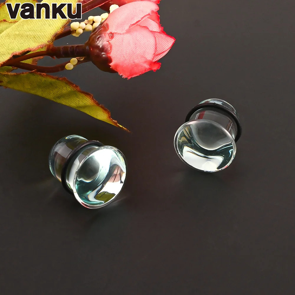 Vanku 10pc Natural Glass Ear Plug Piercing Flesh Ear Stretcher Plugs and Tunnels Single Flare Ear Expander Piercing Body Jewelry 250408