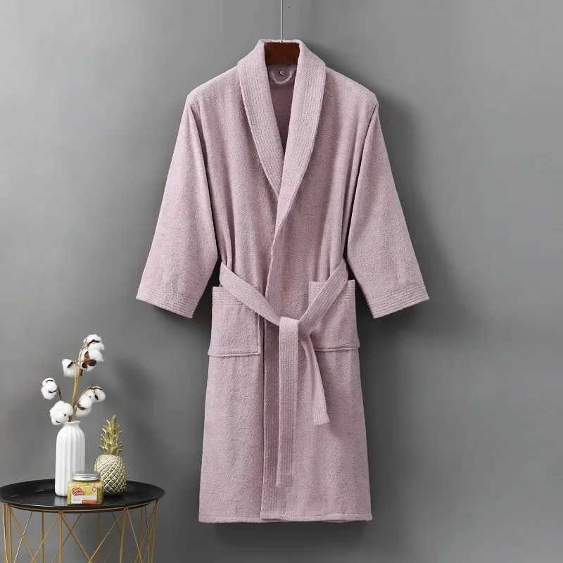 100 Cotton Terry Towel Bathrobe Robe Man And Women Kimono Dressing Gown Sleepwear Water Uptake Hotel Swimming Robe C251115
