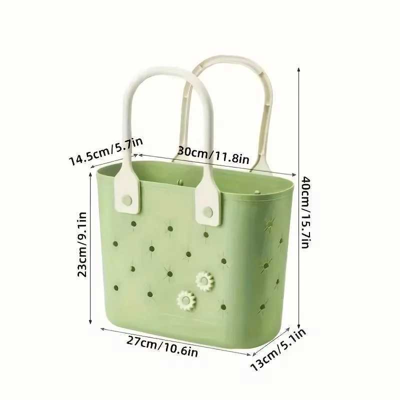 Large waterproof rubber beach handbag with floral design durable for travel organizers and a soft handle for camping gym and toilet storage W250415
