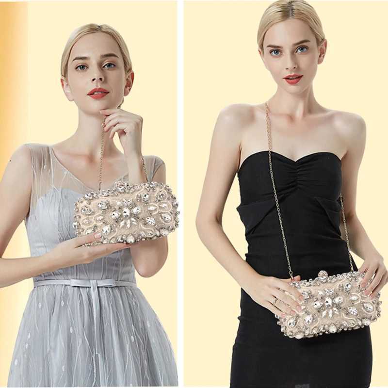 Womens Evening Clutch Bag Party Purse Luxury Wedding Clutches For Bridal Exquisite Crystal Ladies Handbag Apricot Silver Wallet W251114