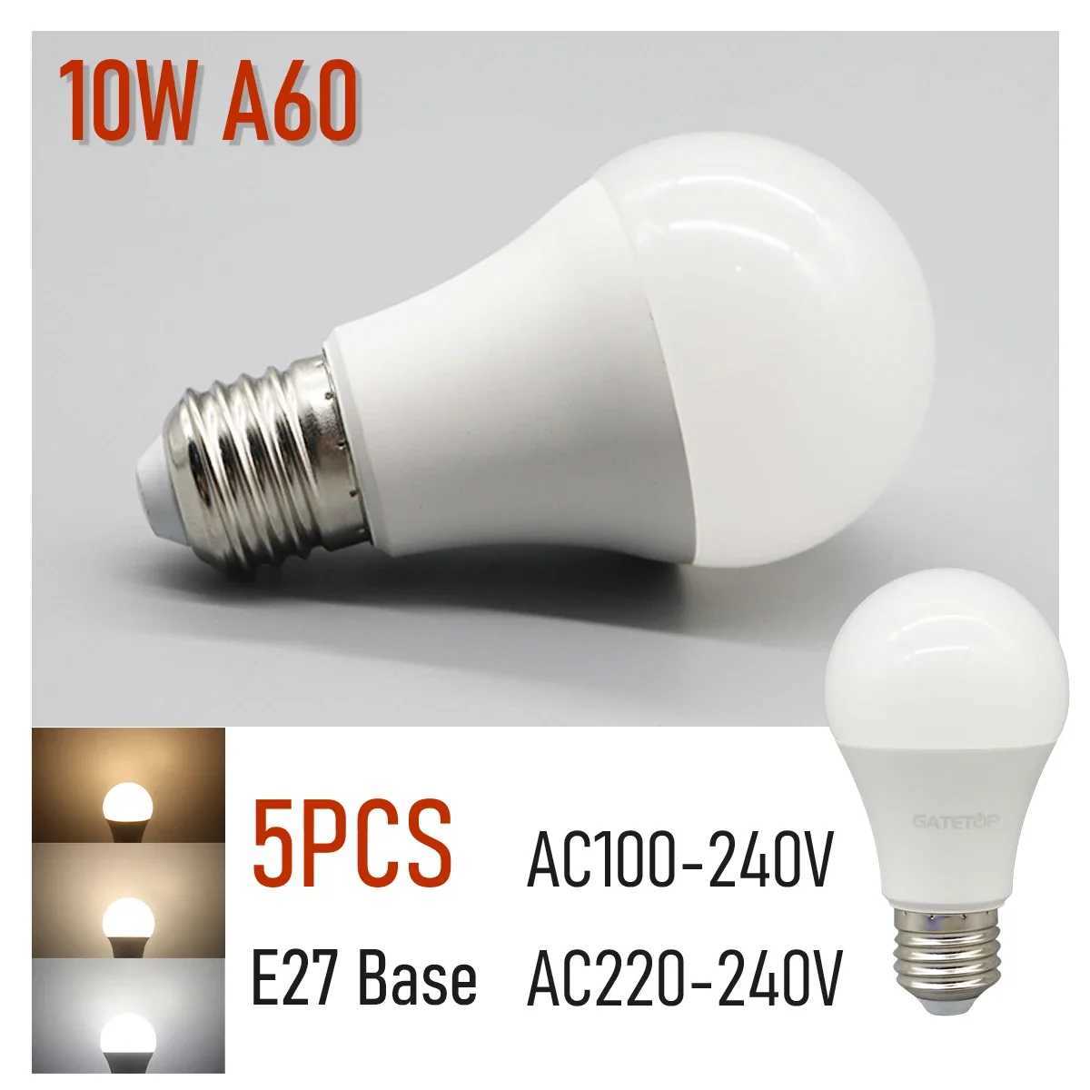 5PCS Bombilla No Flicker Led Bulb Lamp 10W E27 AC 220V 120V Light Warm White Natural Lighting 3000K 4000K 6000K for Bedroom C251115