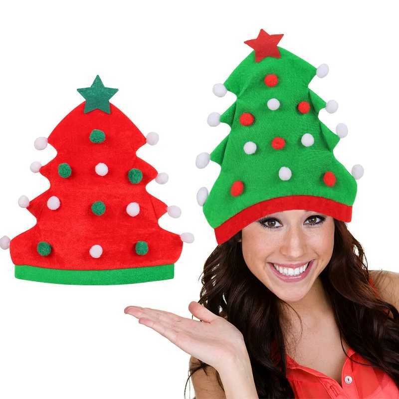 Christmas Hat Xmas Tree Shape Red Green Hat For Adults And Kids 2025 New Year Festive Party Noel Christmas Gift cap Decoration Y251115