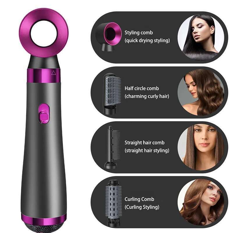 5IN1 Multifunctional Hair Dryer with Hot Air Brush&Hair Curler&Hair Straightener&Diffuser HairStyg Tool for Home Salon 2025