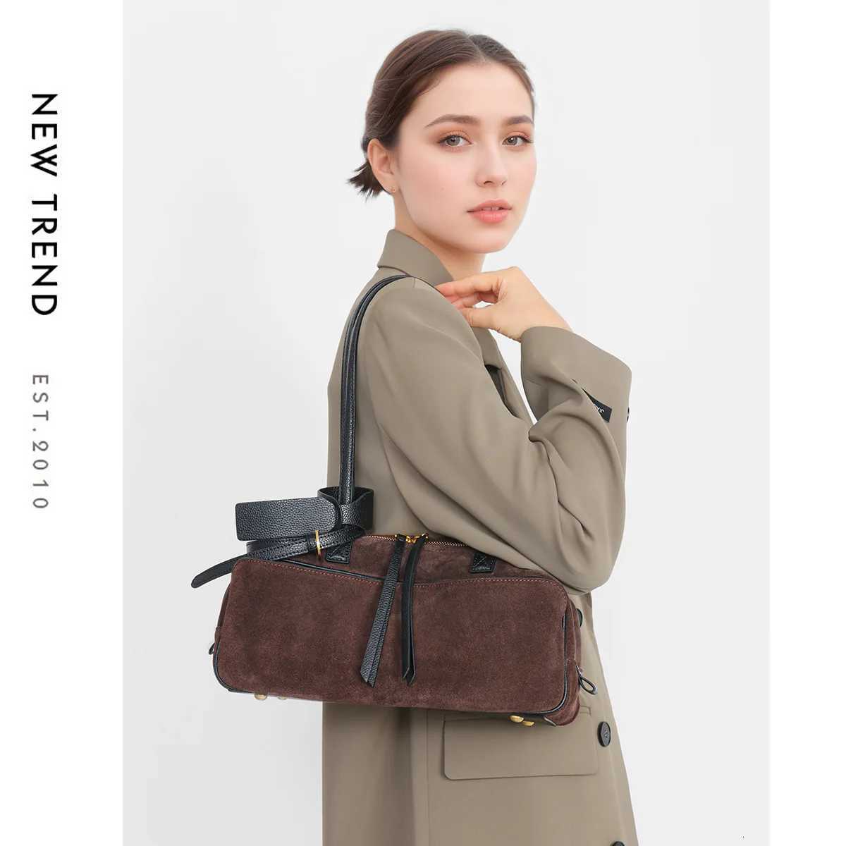 Niche Matte Cowhide Bowling New Commuter Large Capacity Boston Genuine Leather Handbag Shoulder Bag For Women Top-handle BagsW251115