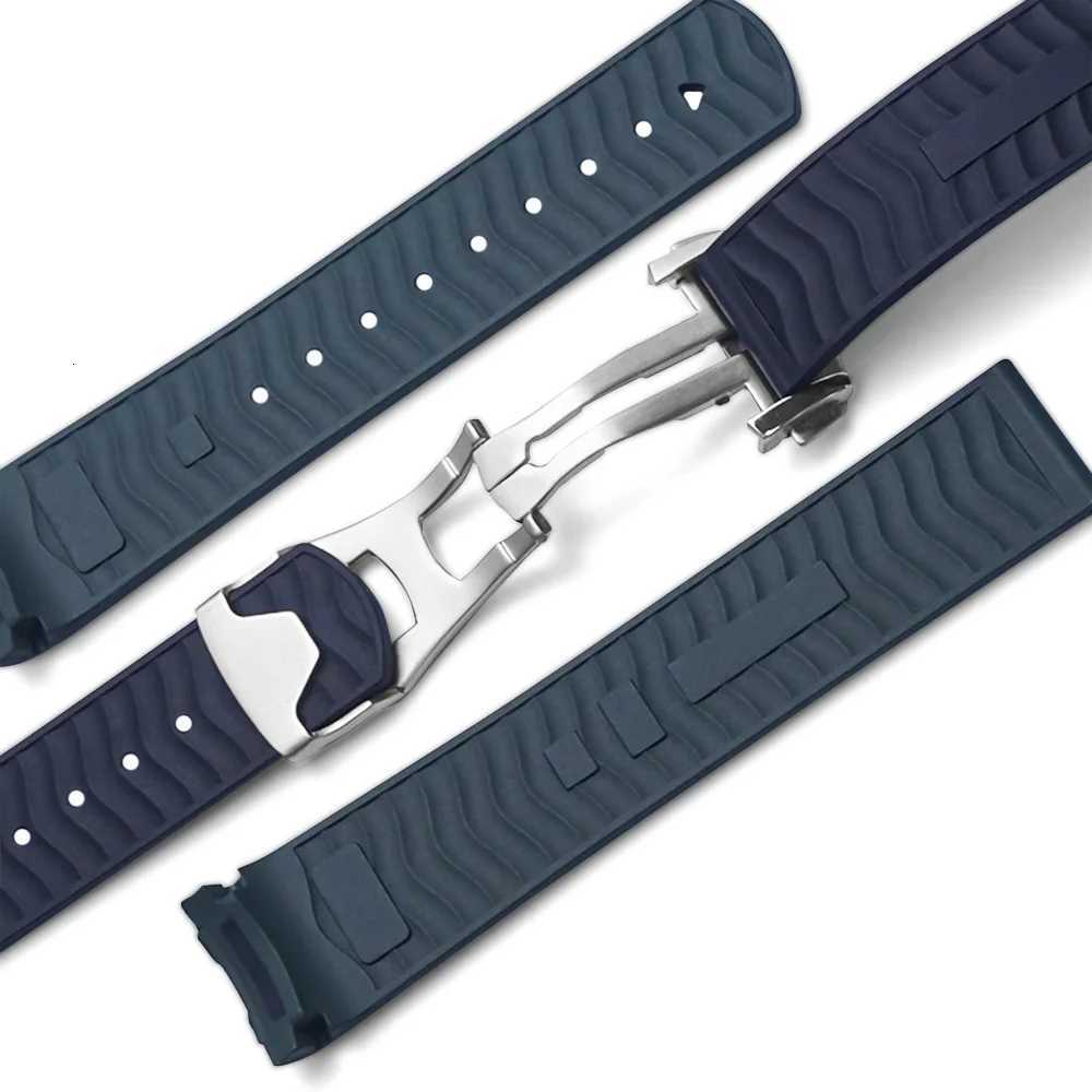 New Design FKM 20mm Curved End For Omega Seamaster 300 Fluororubber Strap PFAS Certificati With Original Fold Buckle Watch Bands W251114