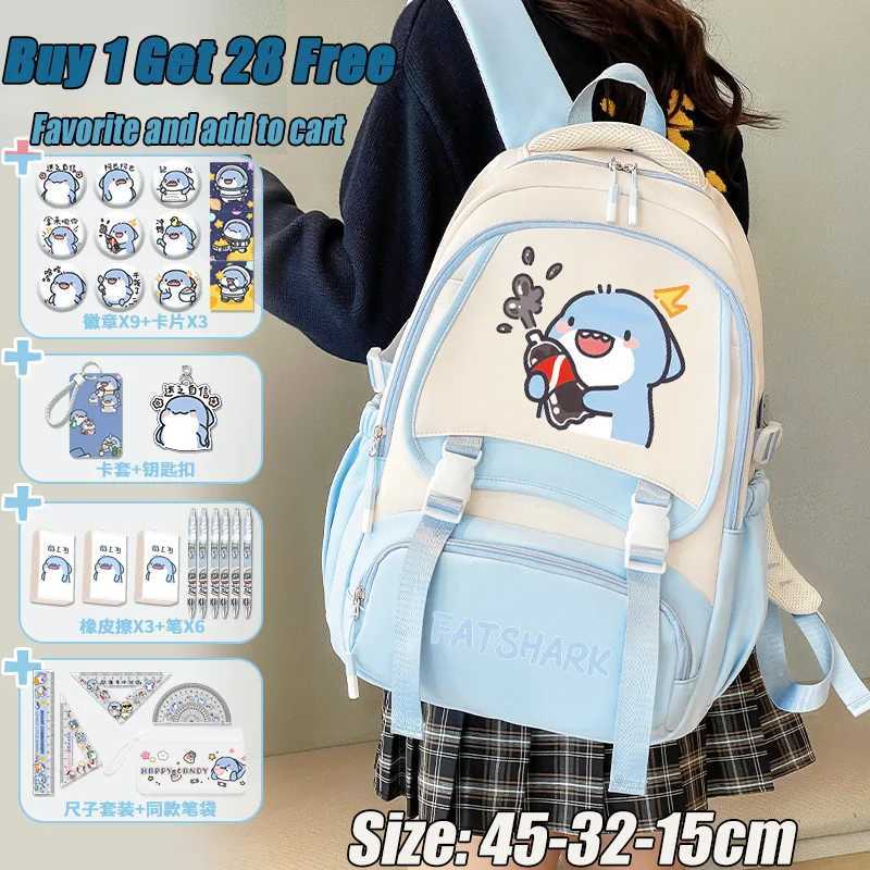 Fat Shark Backpack 2025 New Model Cute Girls Backpack Luxury Large Capacity Teenager School Bag Back to School BackpackW251114