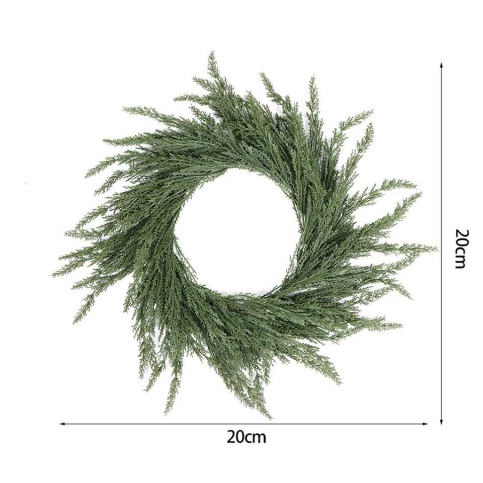 1pc Round Green Artificial Wreath Christmas Garland For Front Door Outside Decor Green Simulation Flower WreathM251115