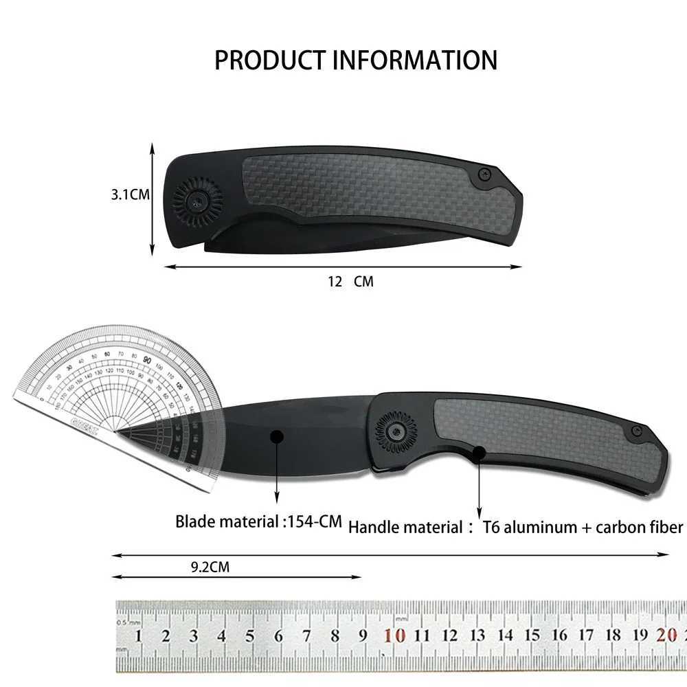Whiskers PR4-241 auxiliary folding knife 154CM stone washed stainless steel compact EDC for outdoor hunting tactical survival toolsXJ250415