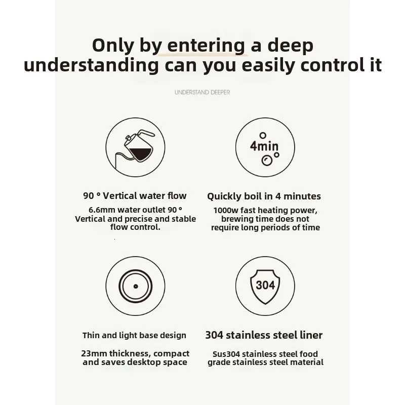 Kettle hand-brewed coffee pot food-grade stainless steel slender mouth electric kettle tea gooseneck pot new Y251114