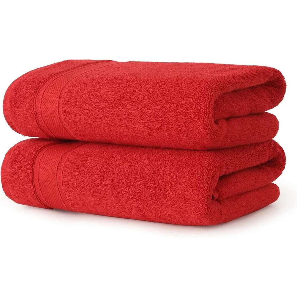 Extra Large Cotton For Bathroom Adults Oversized Quick-Dry Bath Sheet Towels Set Of 2,Red