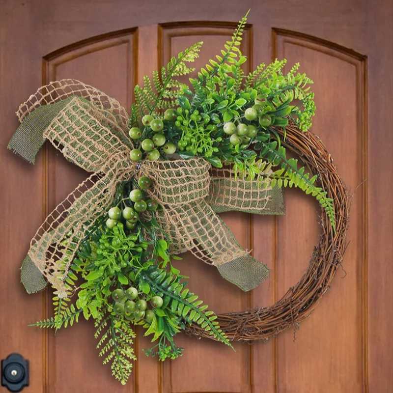 Autumn Mung Bean Folder Wreath Flower Crown For The Door Adorn Green Pod Plant Wreath Fall Wreaths Outdoor Garden DecorationM251115