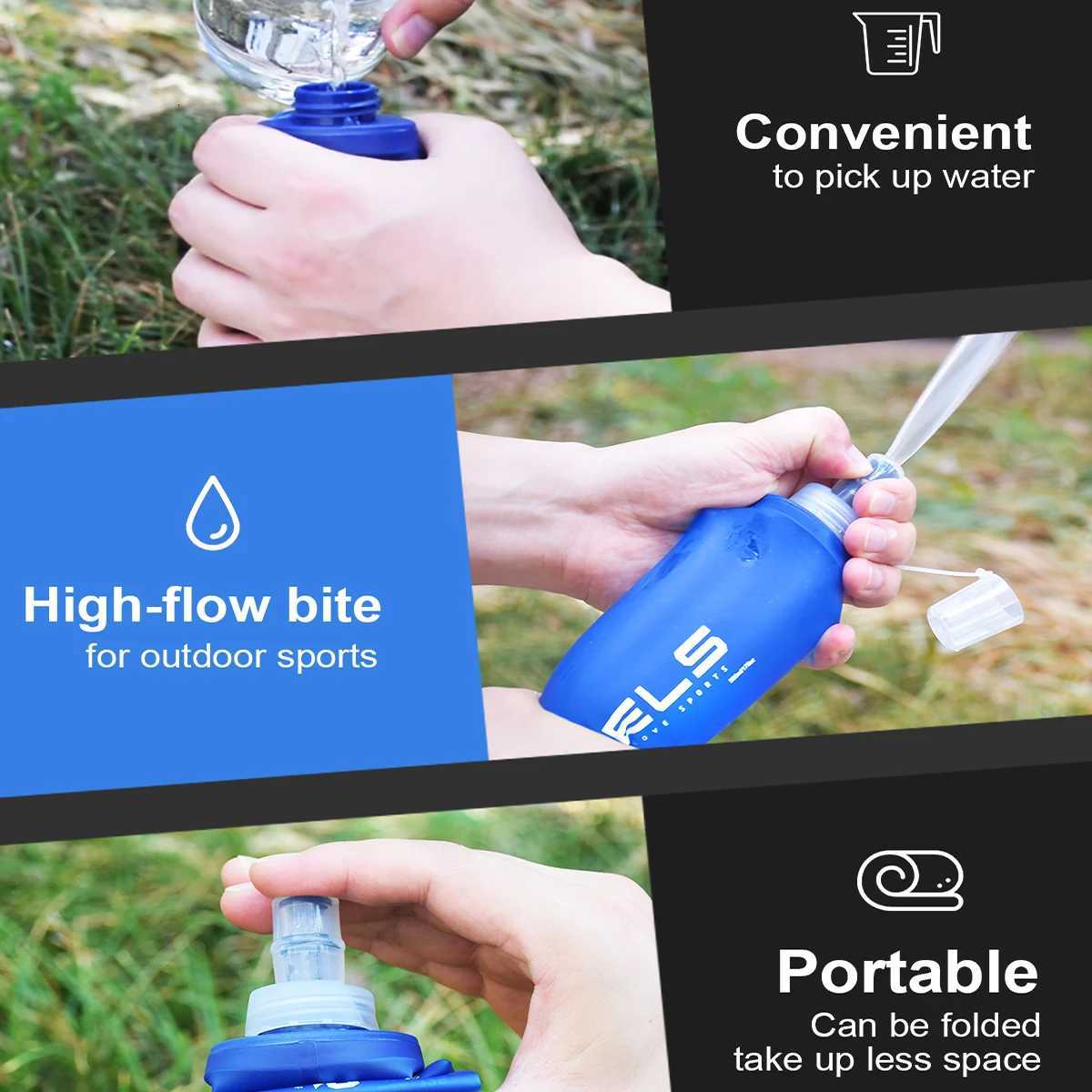 WRELS Soft Folding Water Bottle Collapsible Silicone Outdoor Sport Traveling Camp Hiking Cycling Running TPU Portable Water BagW251114