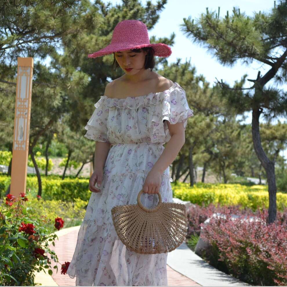 Handmade Beach Bag 2025 New Straw Shoulder Bag Paper Rope Hollow Round Bucket Kq2