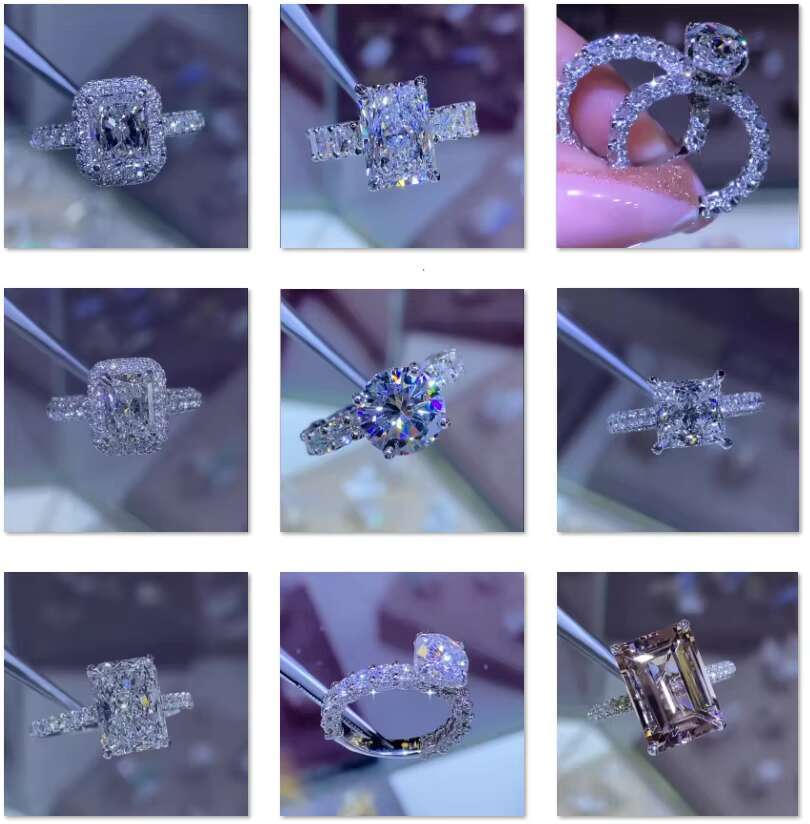 Wedding Ring Radiant Cut Luxury Design Full Moissanite Band 925silver Engagement Ring Custom Design