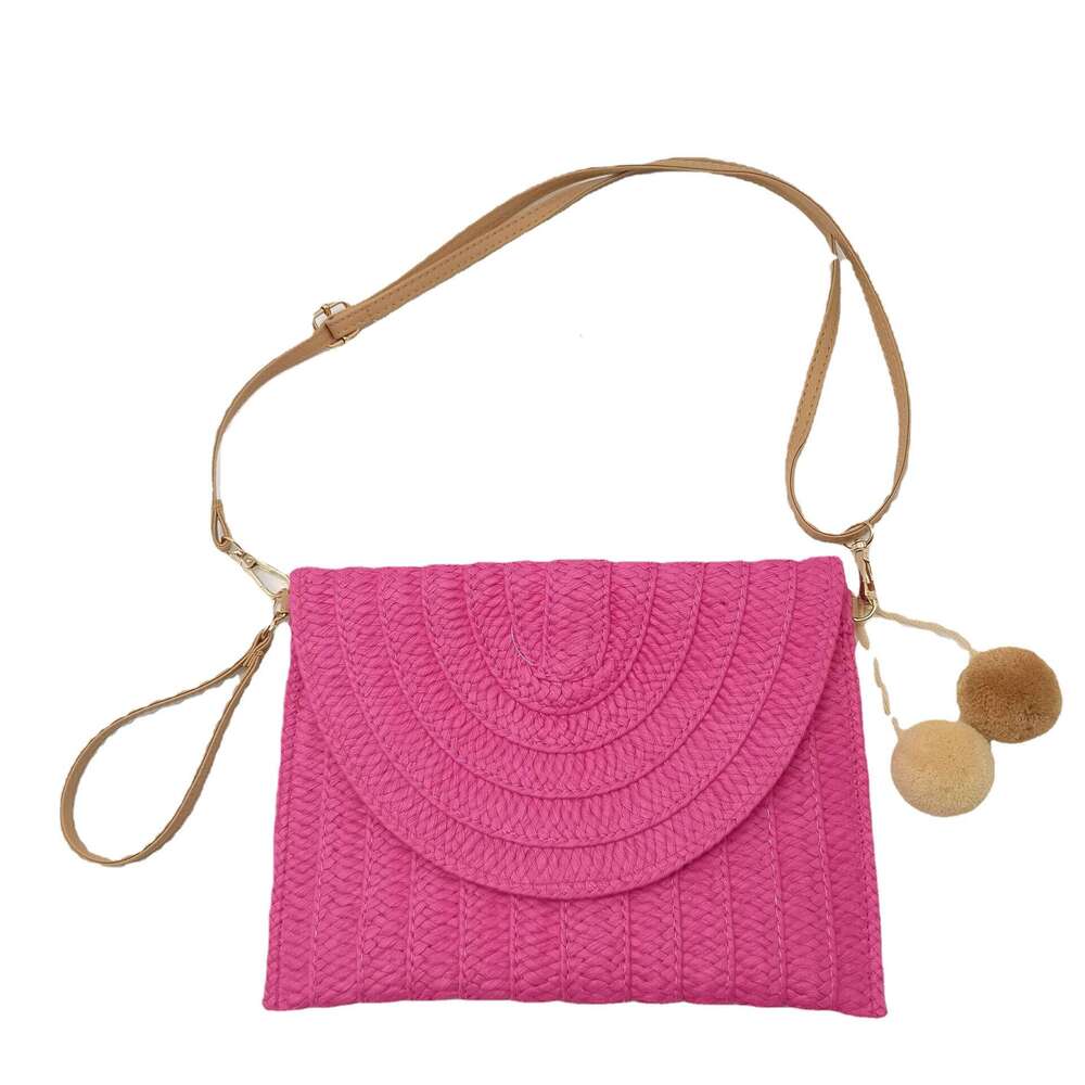 Handmade Beach Bag Grass Woven Beach Leisure Women's Fashionable Vacation Diagonal Backpack, Clip Bag, Handbag Kq2