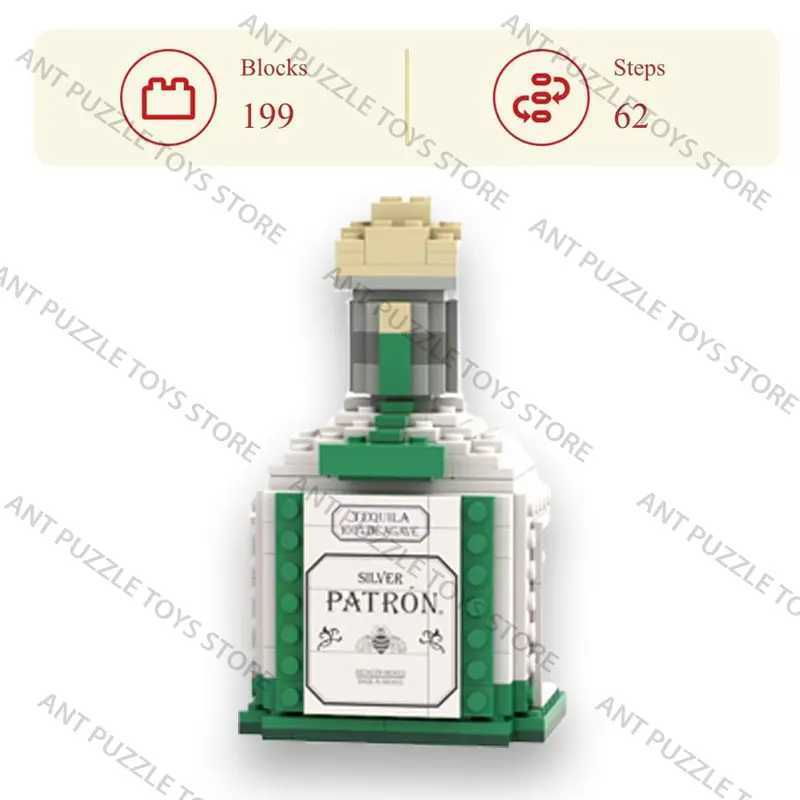 Building block whiskey bottle simulated grape wine bottle assembly building block creative building block decoration home decoration M250415