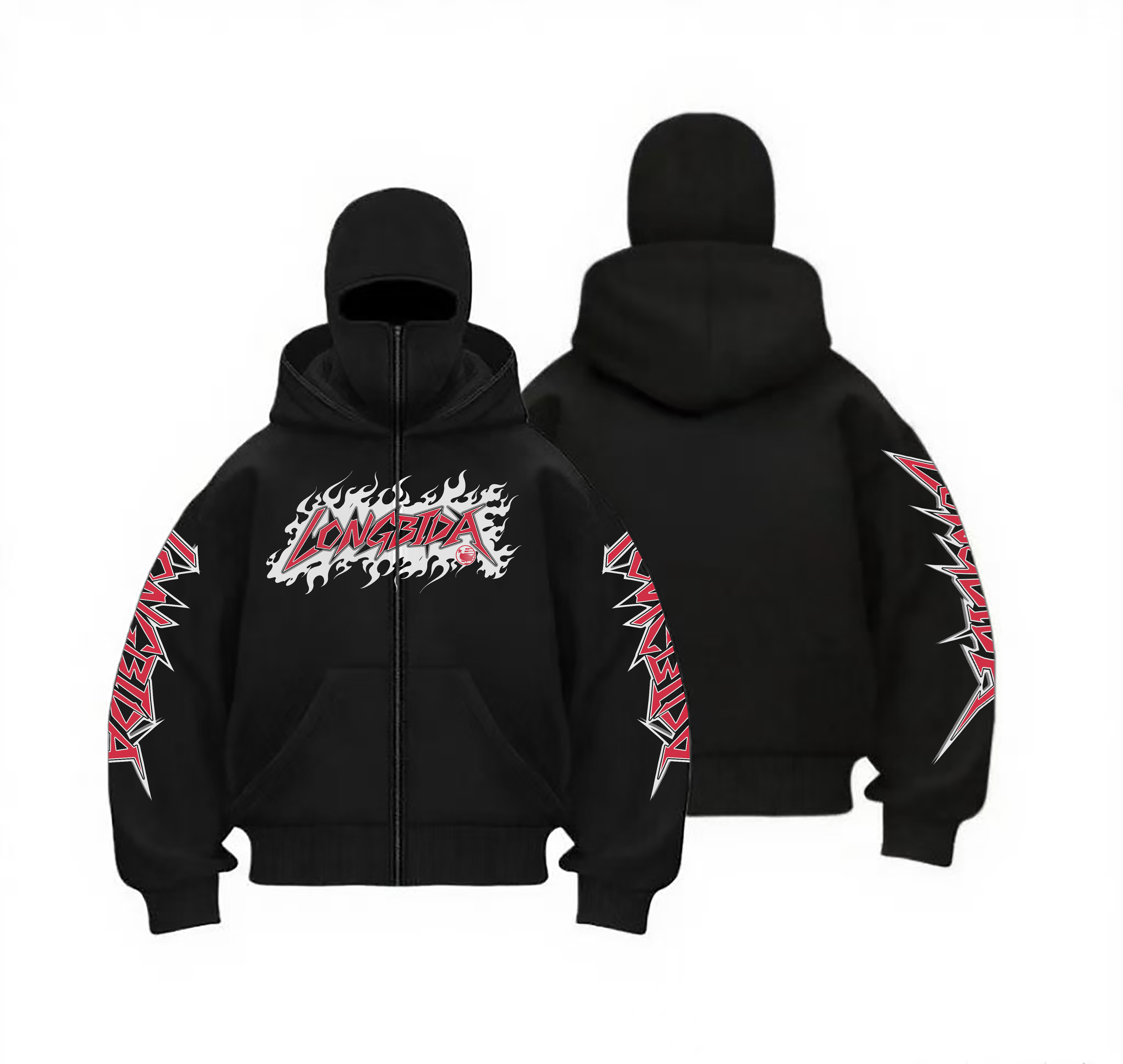 Men's Hoodies Men And Women Thicken Balaclava Gothic Harajuku Winter Item Double Hooded Sweatshirt Mask Zipper Sportswear European Size