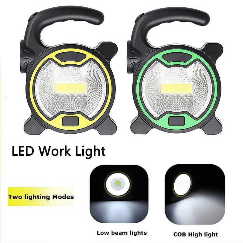 Battery Powered Portable COB LED Work Light Handheld Lantern Flashlight Outdoor Tent Camping Lights with Handle -Without Battery M251115