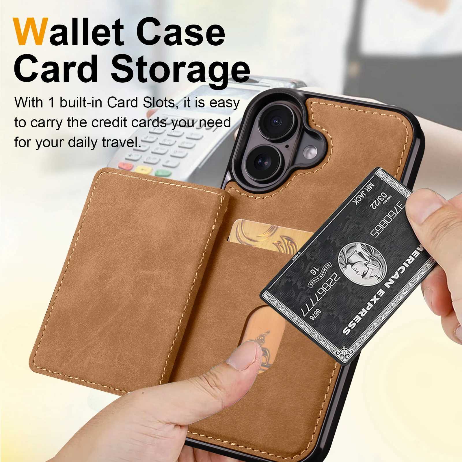 Business Flip Leather Case for iPhone 16 17 Air 16E 15 14 13 12 11 Pro Max Plus Mini Built-in Magnetic Wallet Card Phone Cover J251202