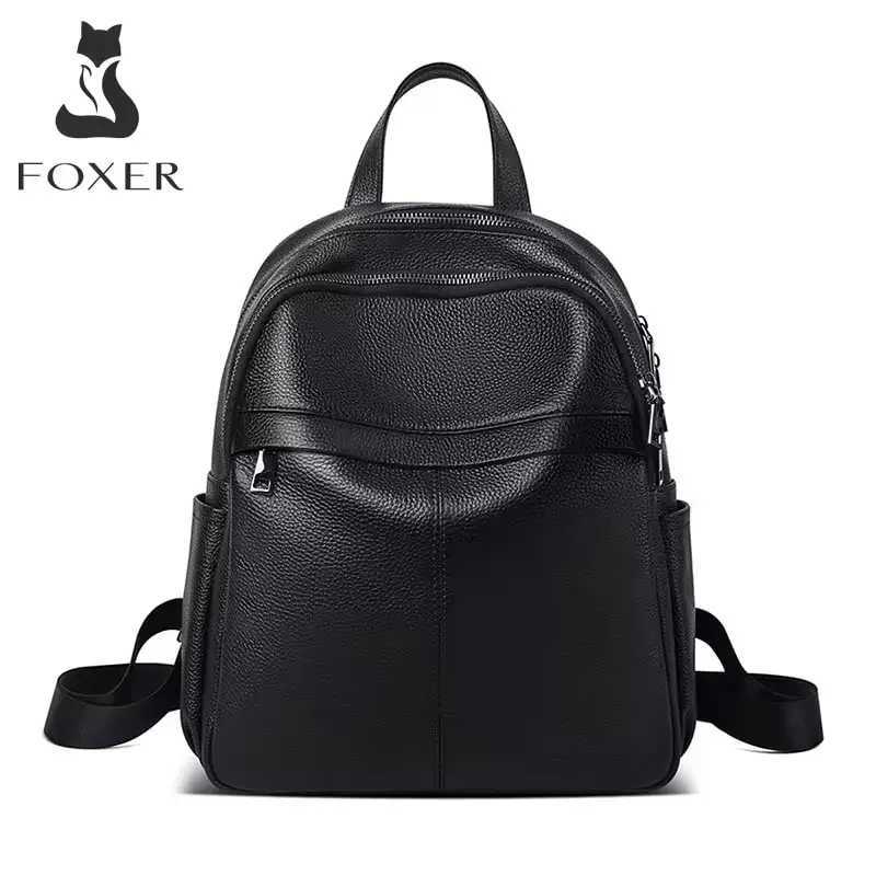 FOXER Womens Split Leather Multi-Function Backpack Lady Vintage Phone Pouch Pack Female School Bags High Quality Travel BagpackW251114