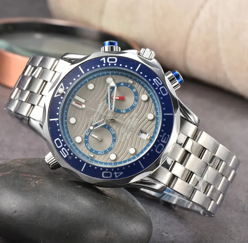 Omg Wrist Watches for Men New Mens Watches All Dial Work Quartz Watch High Quality Top Luxury Brand Chronograph Clock watch Stainless steel watch band speed master