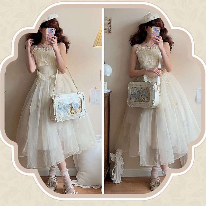 Lolita Women Ita Ctue Girl Transparent Shoulder JK Uniform Subculture Kawaii Bow Crossbody DIY Display Messenger Bag