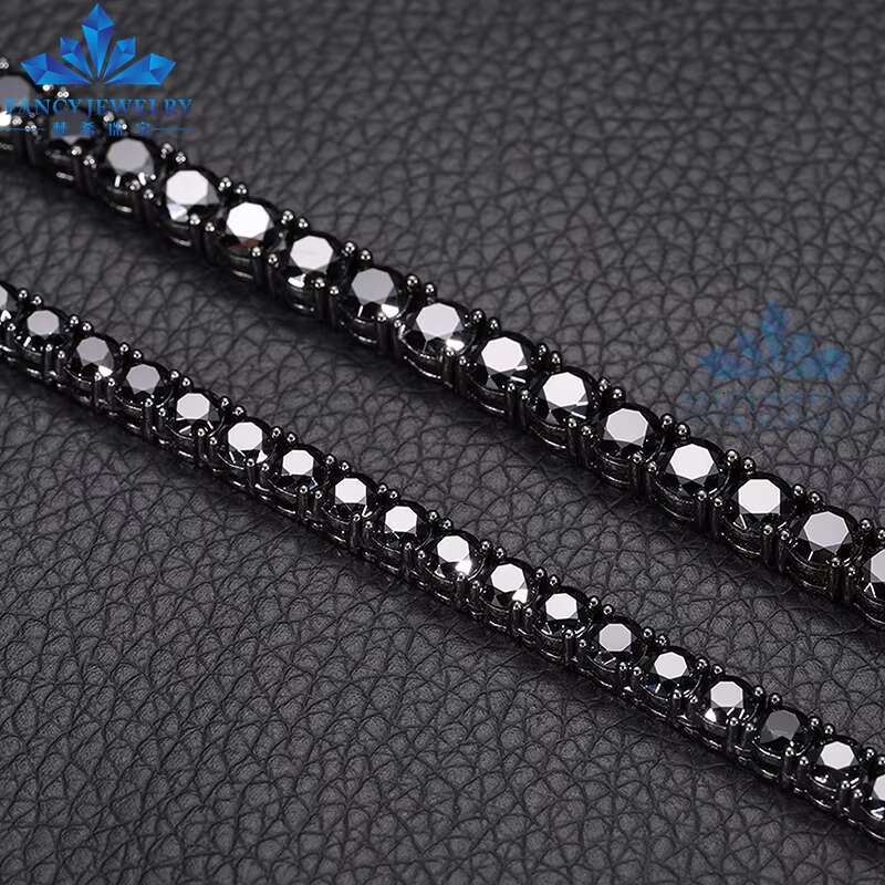 Hiphop Jewelry Iced Out Black Color VVS 925 Silver 3mm 4mm 5mm 6.5mm GRA Moissanite Diamond Tennis Chain Necklace for Man
