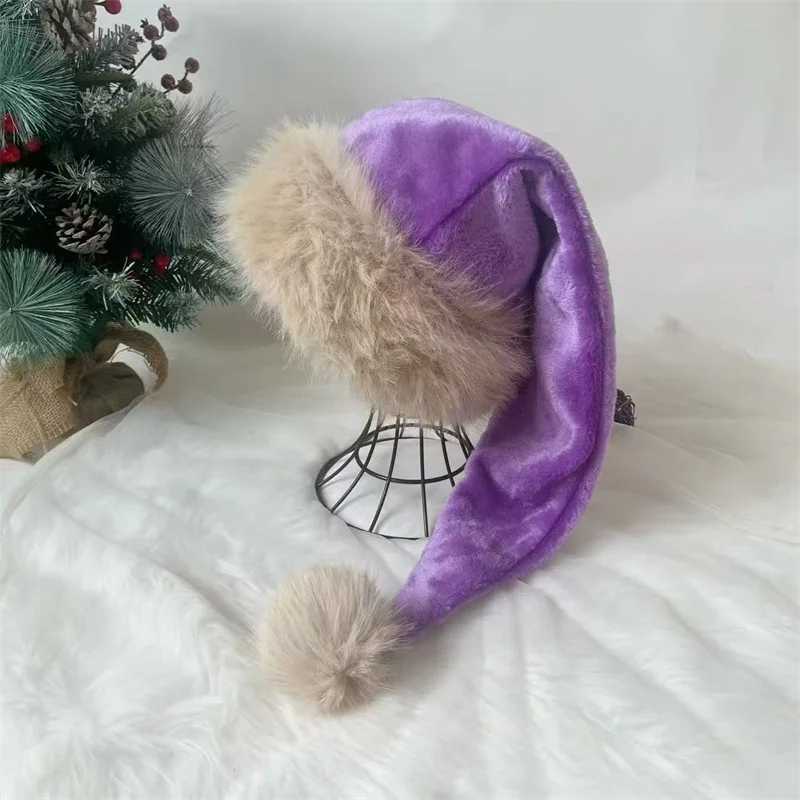 30x75cm Super Long Christmas Hats Soft Comfortable Velvet Christmas Hat Kids Adult Thickened Santa Claus Caps Mens and womens Y251115