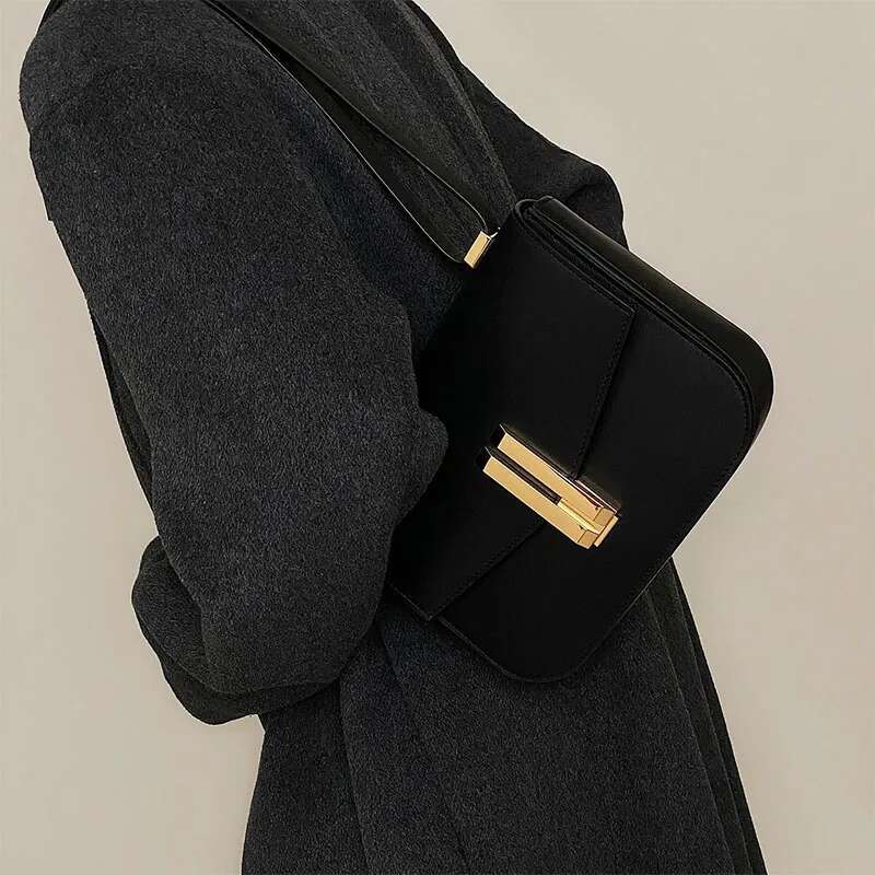 British Niche Genuine Leather Women's Handbag, Casual Retro One Shoulder Tofu Bag, Diagonal Cross Square Bag