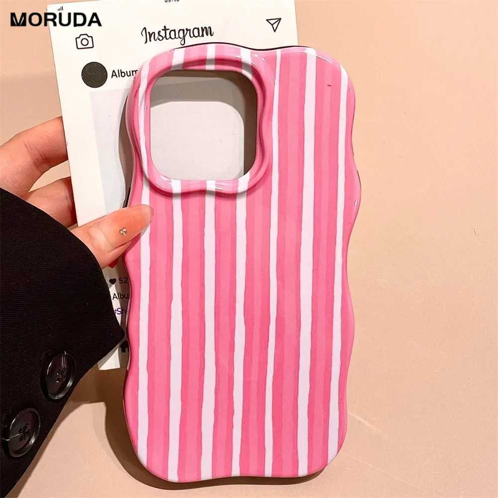 Fashion Glossy Double Color Stripes Case for iPhone 12 13 14 15 16 17 Pro Max 17 Air Color Collision Ultra Thin Shockproof Cover J251202