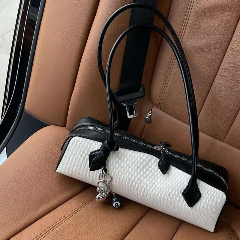French Style Sausage Skin Ladies Handbag Leather Breadstick Retro Underarm Commuter Shoulder Bag Casual All-Match Women's Ba
