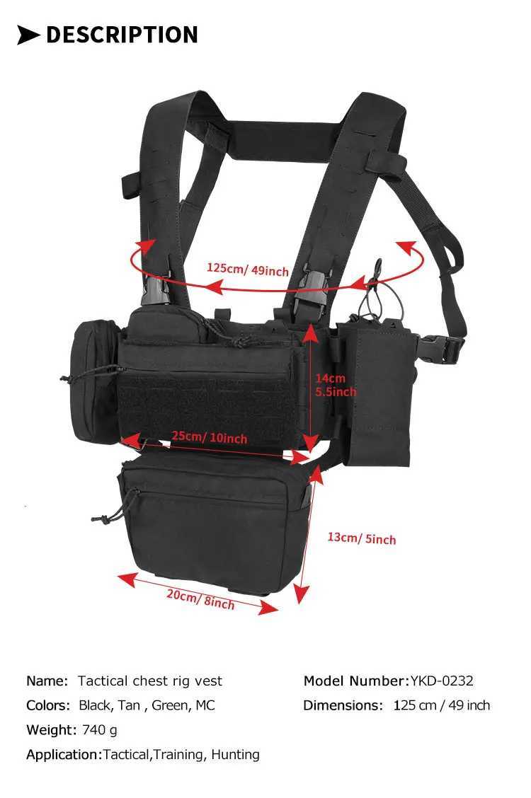 YAKEDA Tactical Chest Rig with 5.56/7.62 Magazine Pouch Holder Pistol Pouch Wing Pouch Molle Dangler Pouch XJ250730XJ251114